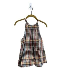 Loft Plaid Multicolor Tiered Sleeveless Blouse Tank XS